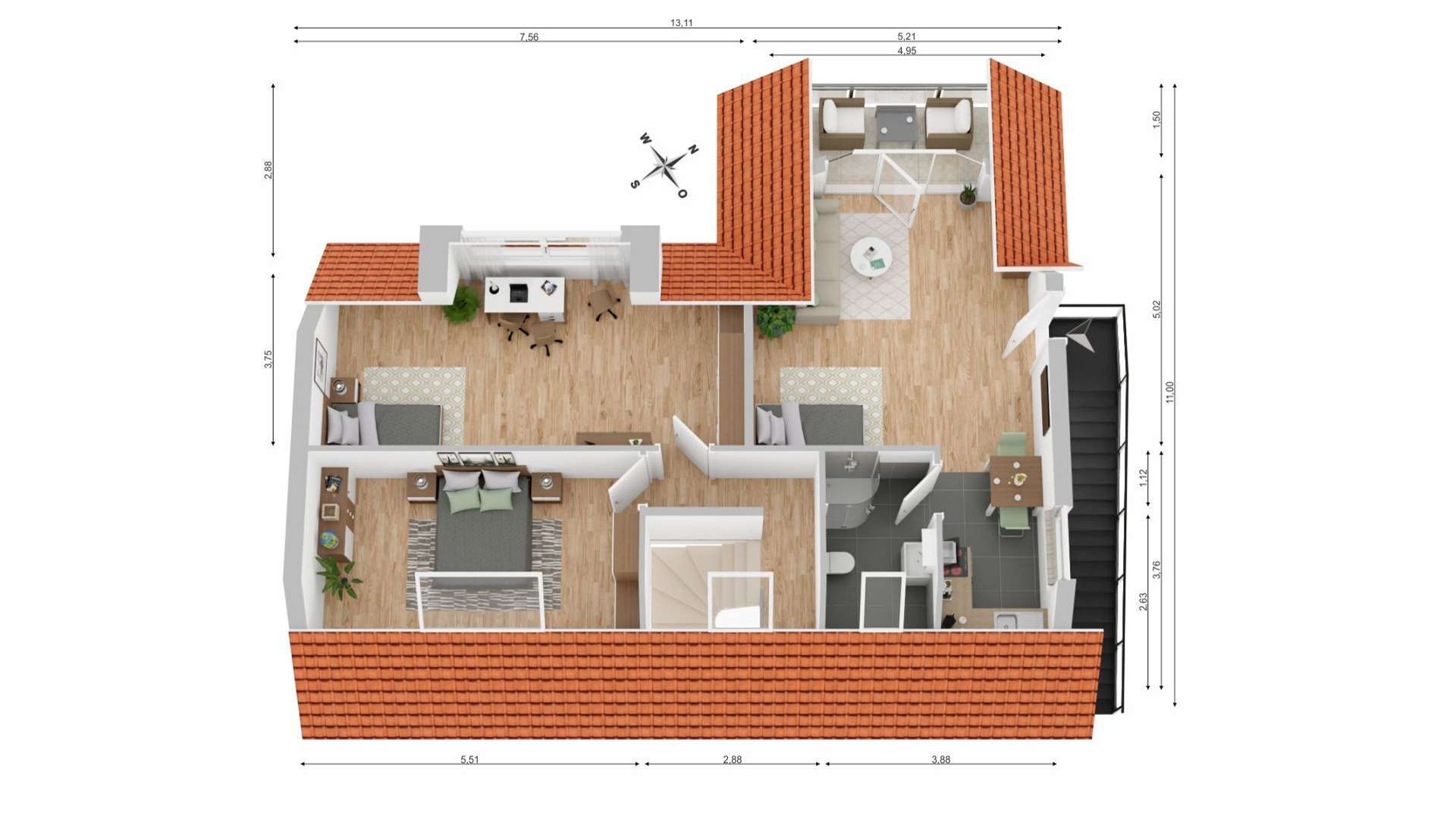 Grundriss Dachgeschoss - unverbindliche Illustration